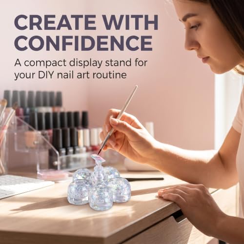 BWESOO Multi-Flower Shape Nail Art Practice Display Stand - Magnetic Tips DIY Nail Crystal Holder, Manicure Tools Accessories