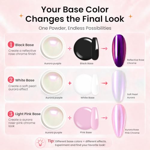 Beetles Chrome Nail Powder Set 8 Colors Mirror Effect Metallic - color: A - Multicolor-8