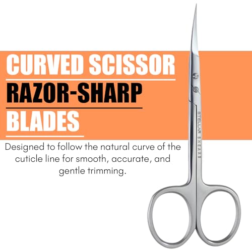 Cuticle Scissors – Extra Fine Curved Stainless Steel Blades for Precise Cuticle, Eyebrow & Nail Trimming – Professional Manicure & Pedicure Scissors for Women & Men (SS-CSS-07) - color: Ss-css-07