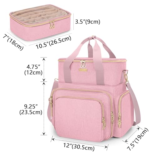 BAFASO 2 Layer Nail Polish Organizer Holds 70 Bottles and Nail Dryer, Pink - color: Pink