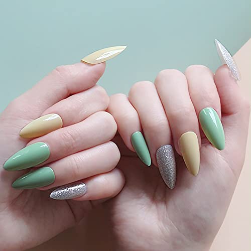 500Pcs Medium Almond Fake Nail Tips Full Cover Clear Acrylic Nails Press on Nails for DIY Nail Art, 10 Sizes (Natural) - color: A-almond-natural