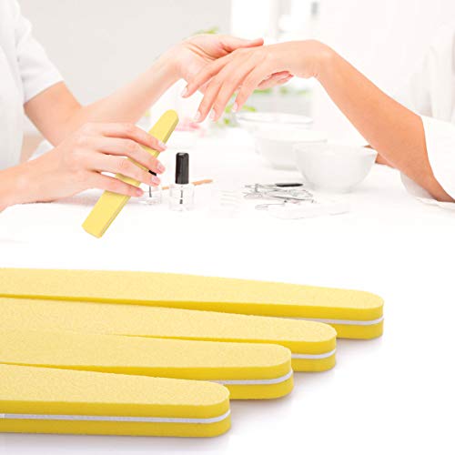 20Pcs Nail Buffer Block Files Sponge Washable Double Sided 100/180 Sanding Buffing File(Yellow) - color: Yellow