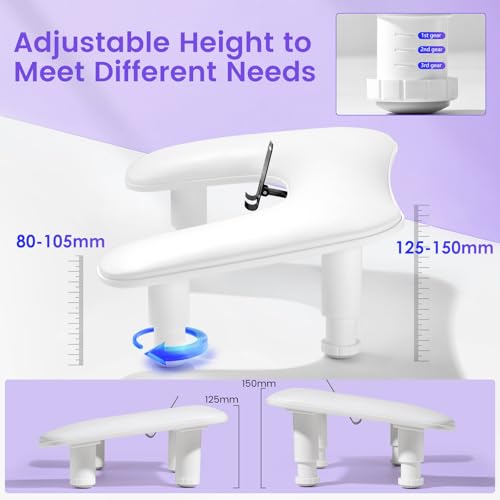 U-Shaped Manicure Arm Rest for Nails Tech with Rotating Phone Holder, White - color: 3nd Gen White