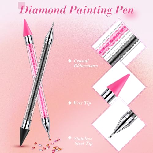 Tatuo 2 Pcs Rhinestone Picker Tool Kit with 2 Wax Head, Pink, Black - color: Pink, Black