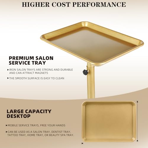 Salon Tray, Gold Salon Rolling Tray, Salon Tray Cart on Wheels - color: Gold