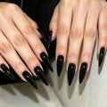 Black Press on Nails Long Stiletto Length Fake Nails Press ons 24Pcs - color: Style 10