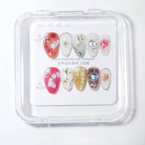 Handmade Short Almond Ocean Press On Nails,Reusable&Salon Quality(RR06,M) - color: RR06, size: M