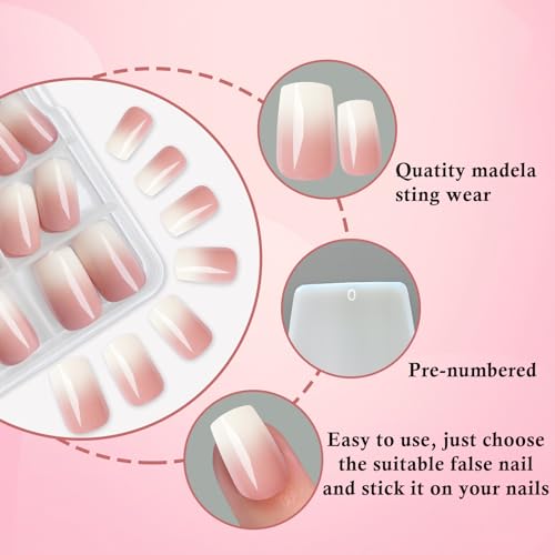 144pc Ombre Press on Nails Medium Fake Nails Square Glue on Nail Press ons