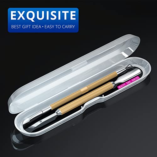 2PCS Champagne Gold Cuticle Pusher Tool and Scraper Nail Pusher - color: Champagne Gold