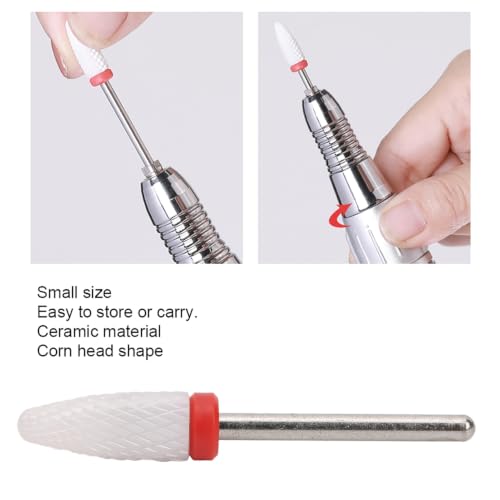 Ceramic Nail Drill Bit Corn-Head-Shape Professional Grinding Head for Nail Polishing(Red) - color: Red