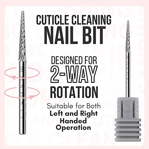 Makartt Nail Drill Bit:Cuticle Bit for Nail Drill 3/32" Safety Bit Fine-F - size: Needle shape-F