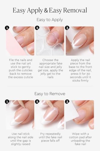 AzureBeauty Short Almond French Tip Press On Nails, Pink Base, 32 Pcs - color: A-Pink Base French