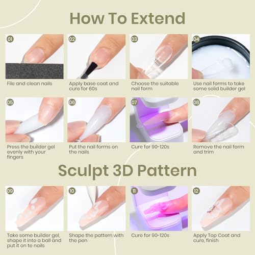 MIZHSE White Solid Builder Gel for Nails, Sculpting Gel Non-sticky Hand - color: 100g White