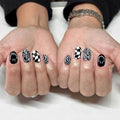 Black & White Press on Nails Short Oval Abstract Fake Nails 24Pcs - color: Color-5