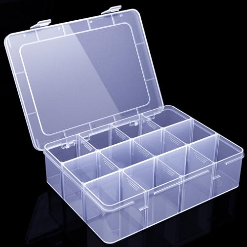 Plastic Organizer Box, 12 Grids Tackle Box Organizer Compartment - color: clear, size: Large 12 Grids