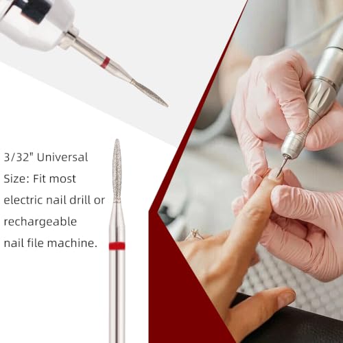 QUNZHAO 5Pcs Diamond Nail Drill Bits sets (RED (Fine) B03 set) - color: RED (Fine) B03 set