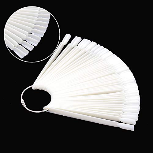 150 Tips Natural Nail Swatches Sticks Nail Art Supplies for Nail Art Polish Display and Home DIY, Nail Sample Practice Tips Color Board Art Accessories with Ring