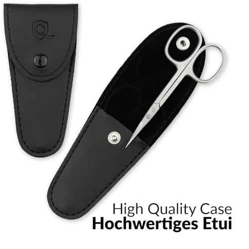 marQus Curved Cuticle Scissors – Precision Stainless Steel for Manicure & Pedicure, Eyebrow & Eyelash Grooming, Extra Sharp with Premium Storage Case - color: Black Cuticle