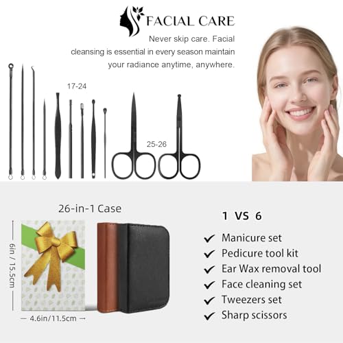 26Pcs Manicure Nail Clipper Set for Men Women Gift, Brown Case - color: Brown