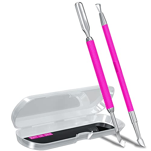 2PCS Rose Pink Cuticle Pusher Tool and Scraper Nail Pusher - color: Rose Pink