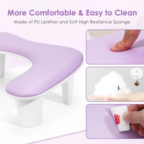 Big Arm Rest for Nails Tech, U-Shaped, for Acrylic Nails, Purple - color: 1nd Gen Purple