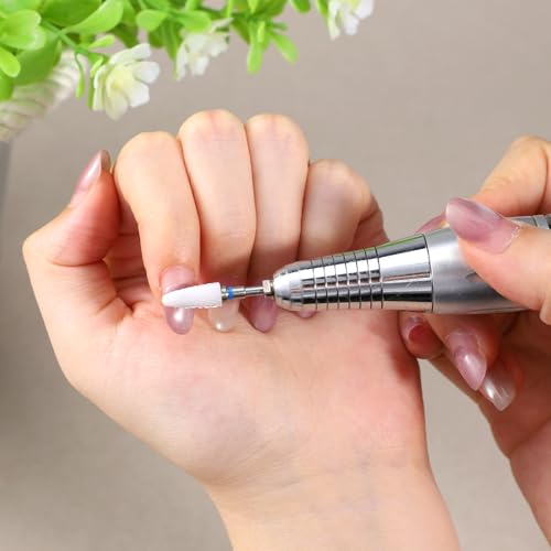 3/32" Professional Acrylic Nail File Cuticle Bit Ceramic Nail Drill Bit Remove Acrylic Hard Gels Fast Remove Flame Drill Bits for Manicure Cuticle Cleaner Pedicure Gel Polishing