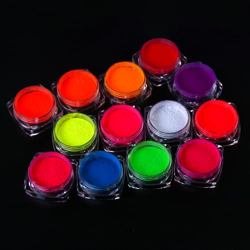 13 Colors Neon Phosphor Nail Pigment Powder Set - color: 13pcs Fluorescent Powder