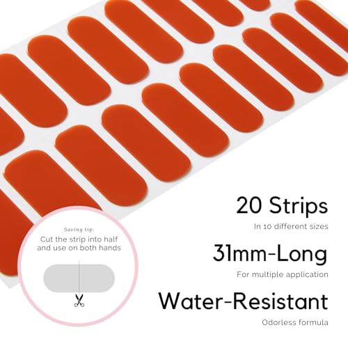 NAILOG Semi Cured Gel Nail Strips 20Pcs Gel Nail Stickers - Brick Red - color: Brick Red
