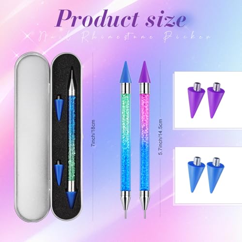 Tatuo 2 Pcs Rhinestone Picker Tool Kit with 2 Wax Head, Grad Blue,Purp - color: Gradient Blue Purple