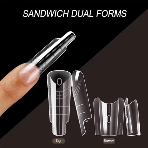 280Pcs Sandwich Dual Nail Forms 14sizes Quick Building Gel Nail Extensions-Dual Form with Reusable Top and Bottom Mold Tips (No.#46 (280Pcs)) - size: No.#46 (280Pcs)