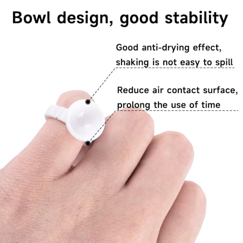 G2PLUS 100PCS Disposable Plastic Nail Art Tattoo Glue Rings Holder, Eyelash Extension Rings, Adhesive Pigment Holders Finger Hand Beauty Tools (White) - color: White