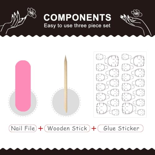 Medium Almond Press On Nails, White French 3D Flower Fake Nails - color: 098-Pearl Ivory Blush