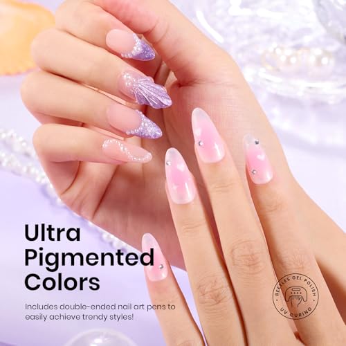 Beetles Pastel Gel Nail Polish Set, 20 Color Magnetic Cat Eye Shimmer - color: 20-Pearl Cat Eye Gel Nail