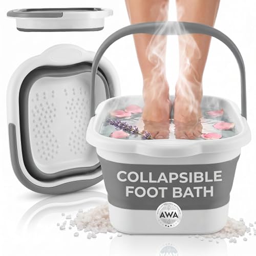 Collapsible Foot Soaking Tub, Foot Bath Soak Tub, Pedicure Spa Basin - color: White