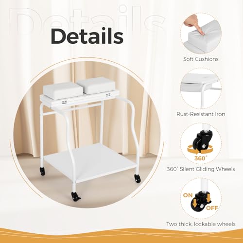 Pedicure Foot Rest, Salon Nail Rolling Cart for Home and Beauty Salon Use