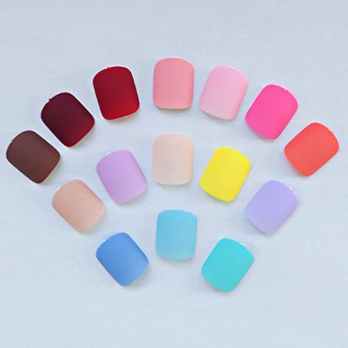 360pc Colored Press on Nails Short Square Fake Acrylic Nails