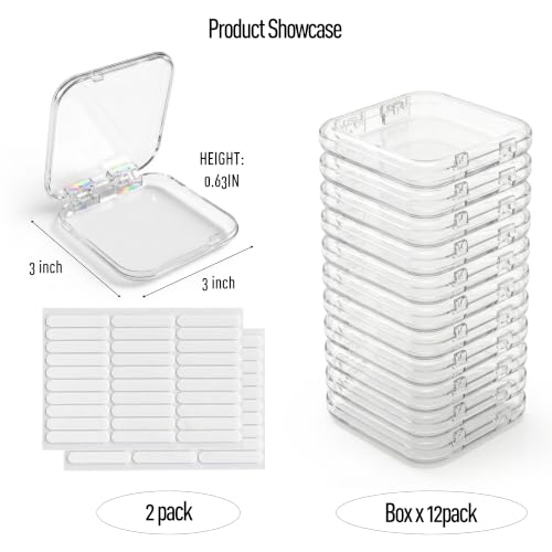 12 Pcs Press On Nail Storage Box with 60 Double Sided Adhesive Tapes, Clear Acrylic Nail Packaging Box, Fake Nail Display Case Organizer for Press Ons, Nail Art Business, Salon Supplies ﻿ - color: 12 Pcs