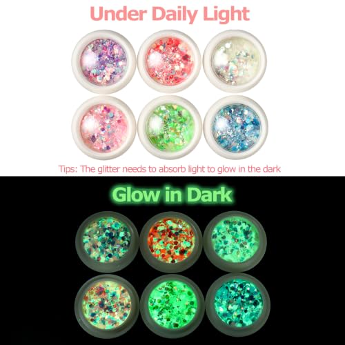 Halloween Glow in the Dark Glitter Nail Art Sequins 3D Luminous Nail Flakes