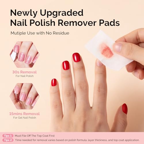 MelodySusie 200PCS Wrapped Nail Polish Remover Pads with Cuticle Pusher - size: 200pcs