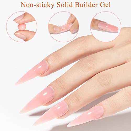 MIZHSE Solid Builder Gel for Nails, Nude Pink Non-Sticky Sculpting Gel, 3D Nail Art Building Carving Modeling Hard Nail Extension Soak Off UV/LED Nail Art Salon Home DIY 15g - color: 15g Nude