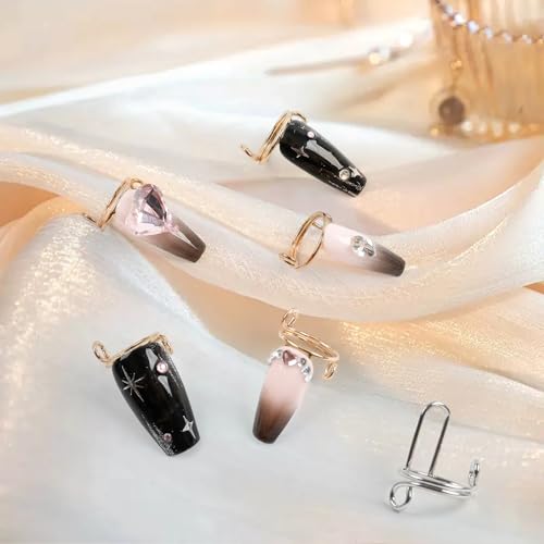 20Pcs Wudu Nail Rings with 120PCS Adhesive Nail Tabs-Gold & Silver - color: Gold & Silver