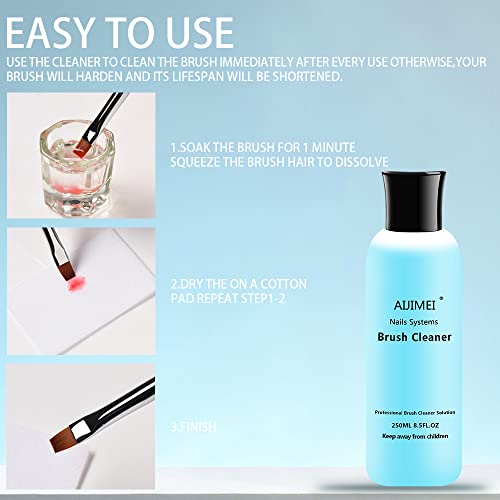 Acrylic Nail Brush Cleaner - Liquid Paint Brush Cleaner for Nails Artists (250ml/8.5 FL.OZ) - color: Brush Cleaner 250ml/8.5 FL.OZ