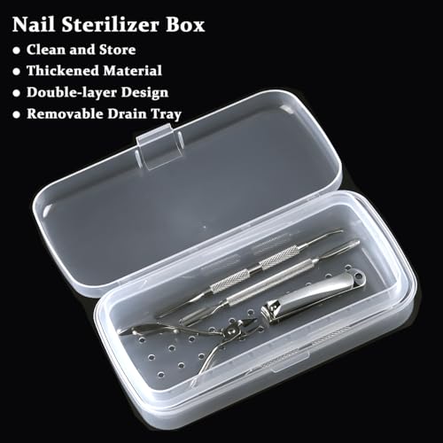SUTOKAKA Nail Tool Sterilizer Box Plastic Sterilization Tray, Clear - color: Clear Rectangular