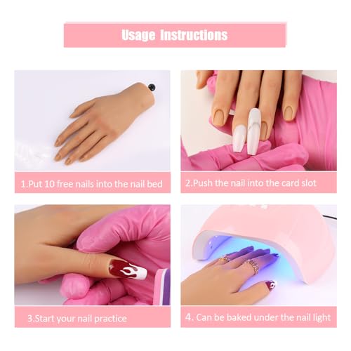 Nail Pratice Training Hand for Acrylic Nails with Stand Bracket,Soft Silicone Maniquin Hand, Flexible Bendable Nail Practice Fake Hand for Nails Art Practice Tool - color: 3#, size: Left Hand