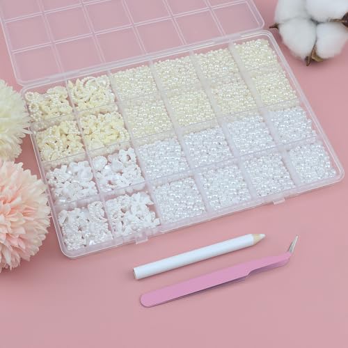 Cream Bedazzled Kit Flatback Pearls White Bedazzling Gems for Crafts - color: 17-Colorful