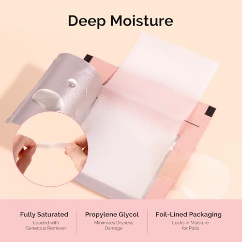 MelodySusie 200PCS Wrapped Nail Polish Remover Pads with Cuticle Pusher - size: 200pcs