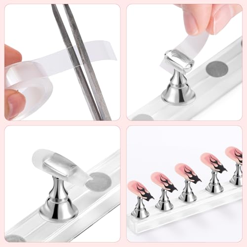 Nail Stand Magnetic Nail Holder for Painting Nails Nail Stands for Press-On - color: Silver