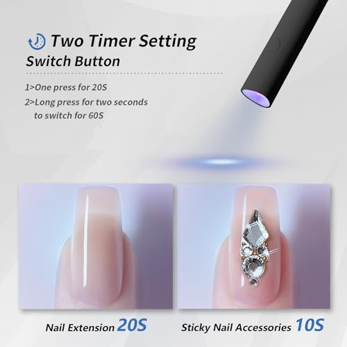 UV Light for Gel Nails, Mini UV LED Nail Lamp Handheld with Stand - size: Z-Black