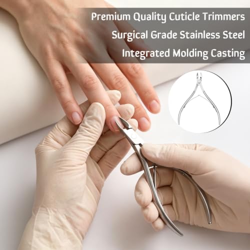 16 Pcs Professional Cuticle Trimmer Nippers Stainless Steel Nail Cuticle Cutter Sharp Pointed Blade Dead Skin Remover Clipper Scissor Pedicure Manicure Tool for Fingernails Toenails Care Silver