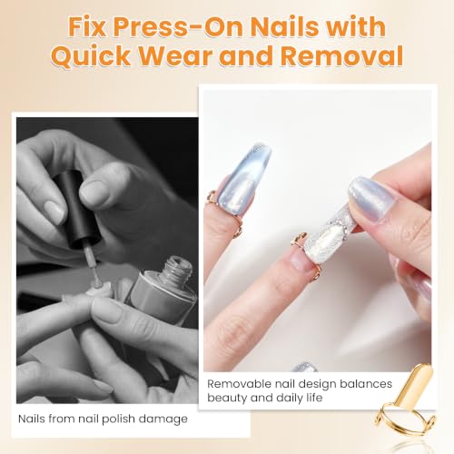 20Pcs Wudu Nail Rings with 120Pcs Adhesive Nail Tabs-Gold - color: Gold